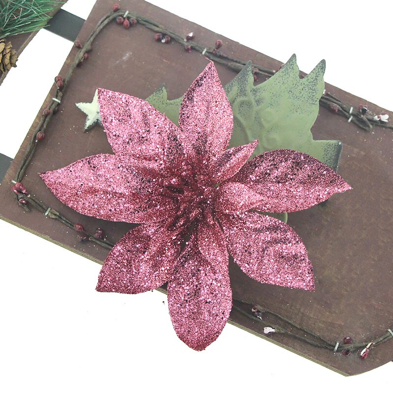 15cm paillettes fleur de soie artificielle grande tête de fleur ornements d'arbre de noël bricolage Scrapbooking décoration pour le nouvel an décor de noël: J