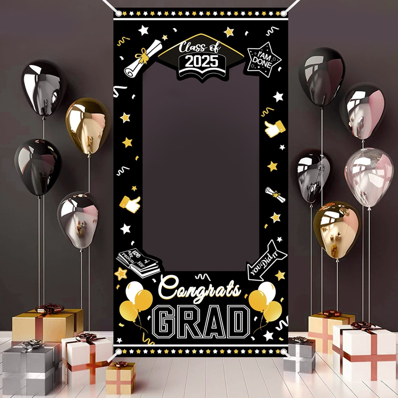 Accesorios para fotomatón de graduación de 2025, pancarta con marco para celebraciones de graduación de la clase de 2025, decoración, fondo de fotografía, suministros para fiestas