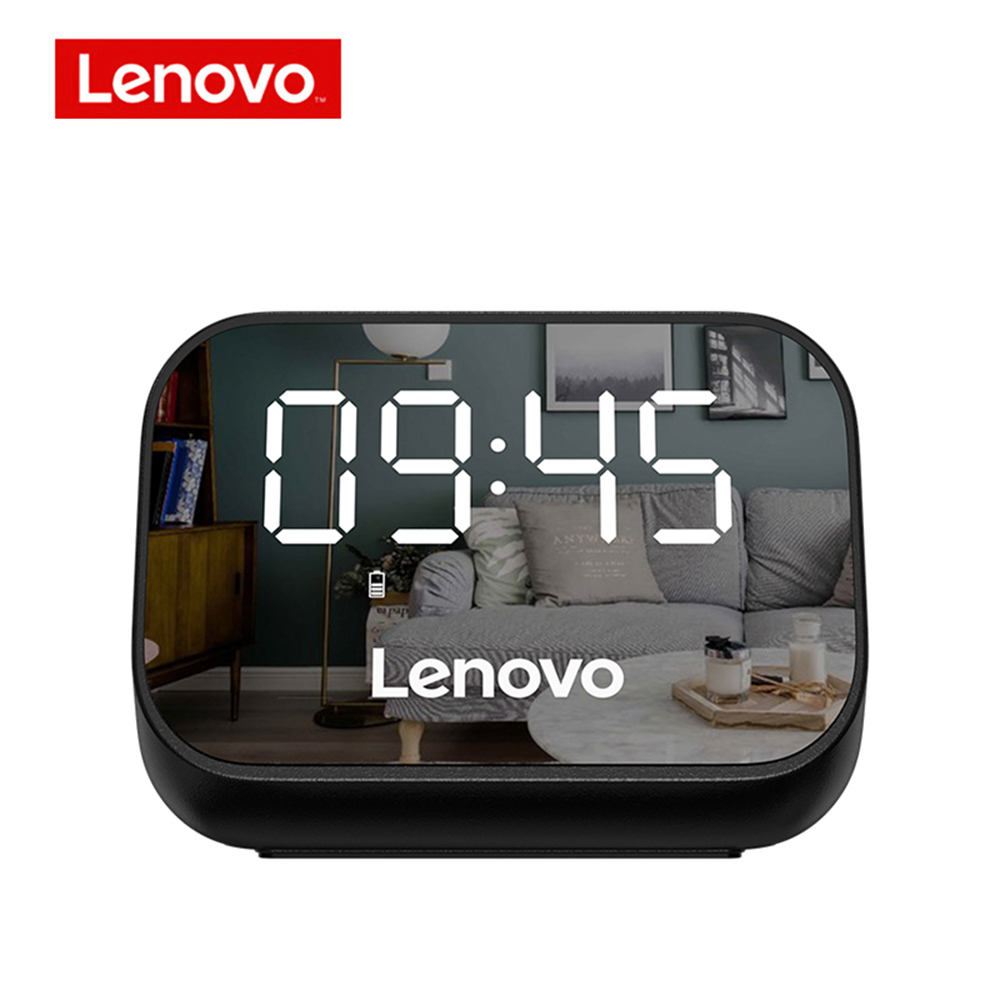 Lenovo TS13 Bluetooth Speaker Subwoofer Stereo Player LED Digital Smart Alarm Clock Desktop Clocks Bedroom Bedside Wake Up Clock: Black