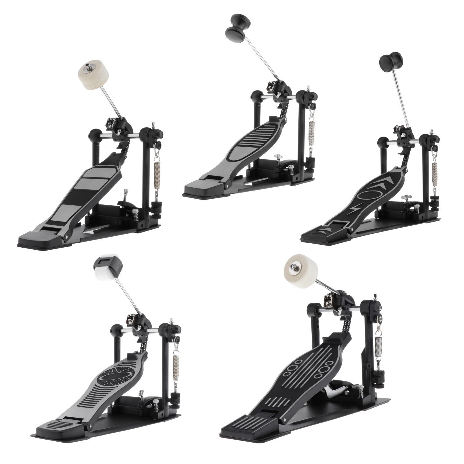 Metal Single Bass Drum Pedal Dual Chain Drive Foot Pedal Black