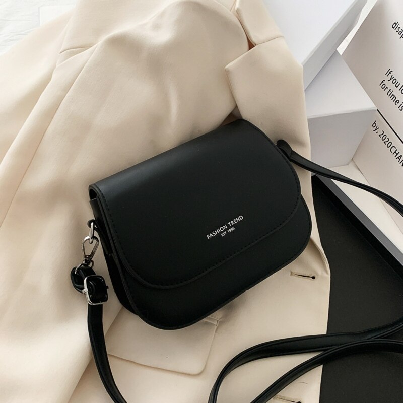 D0LF Women Hip Hop Soft Pu Leather Crossbody Multi-color Ladies Saddle Bag: Black