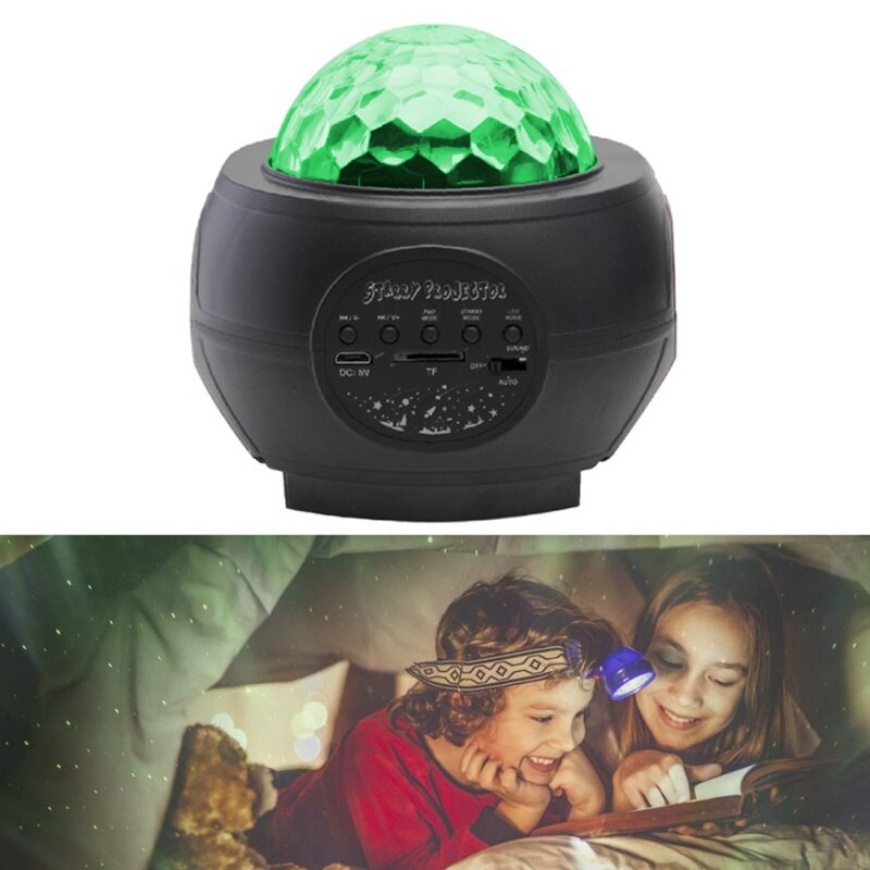 6 Kleuren Oceaan Zwaaien Licht Sterren Sky Projector Led Nachtlampje Nebula Cloud 360 Graden Rotatie Night Lamp Bluetooth Muziek