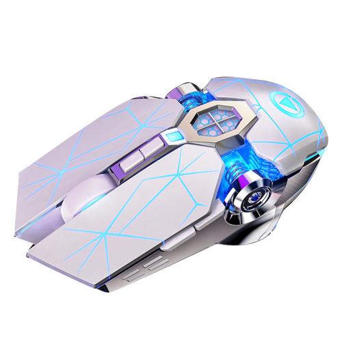 Gaming Mouse Ricaricabile Senza Fili Del Mouse Silenzioso Retroilluminato A LED 2.4G USB 1600DPI Optical Mouse Ergonomico Gamer Desktop Per PC del computer portatile: WHITE