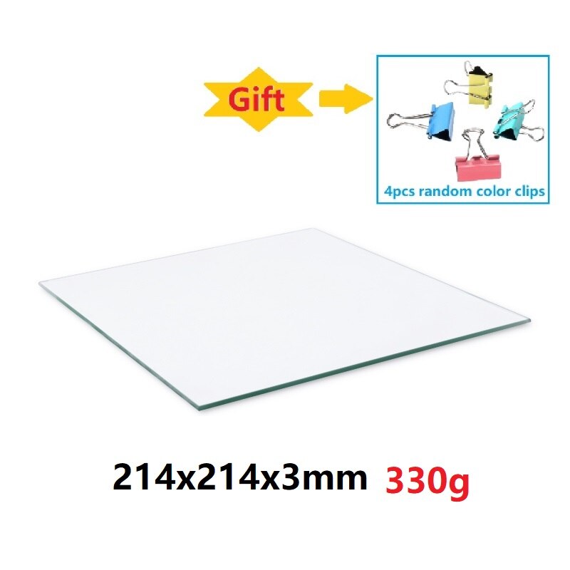 MEGA-cama para impresora 3D, vidrio templado de borosilicato, plano, transparente, cuadrado, redondo, 214, 220mm, para Kossel Delta Creality Ender3: 214x214mmadd4clips