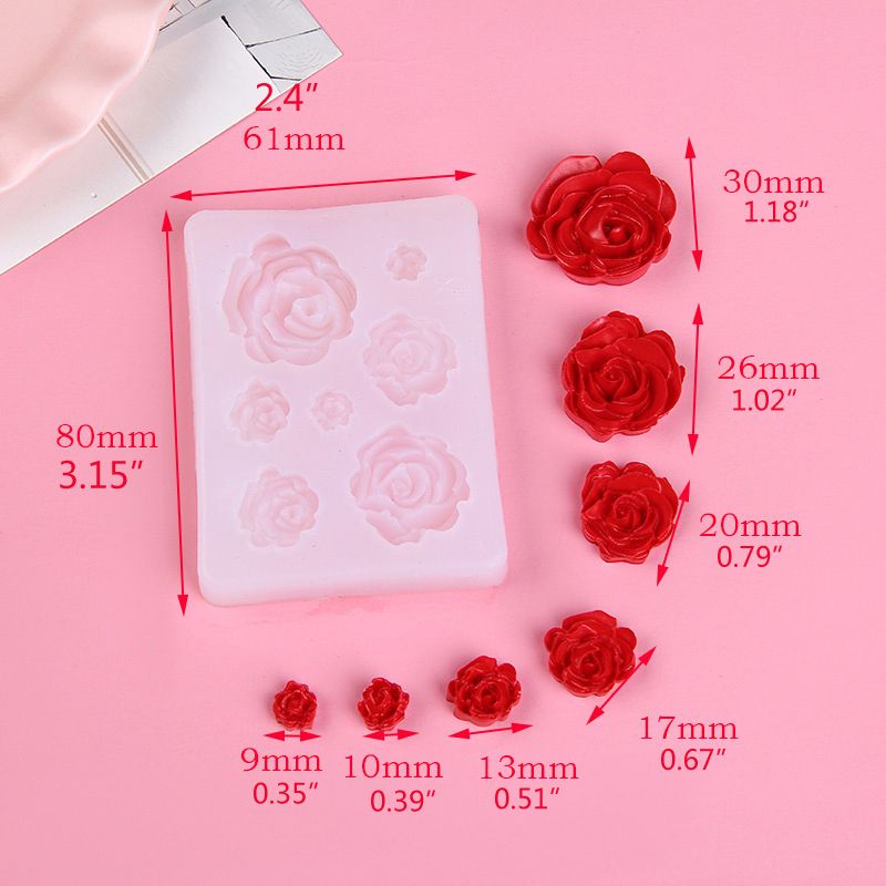 7 Maten Hars Rose Bloem Hanger Siliconen Mal Handgemaakte Epoxyhars Mallen Diy Craft Oorbellen Ketting Sieraden Maken Gereedschap