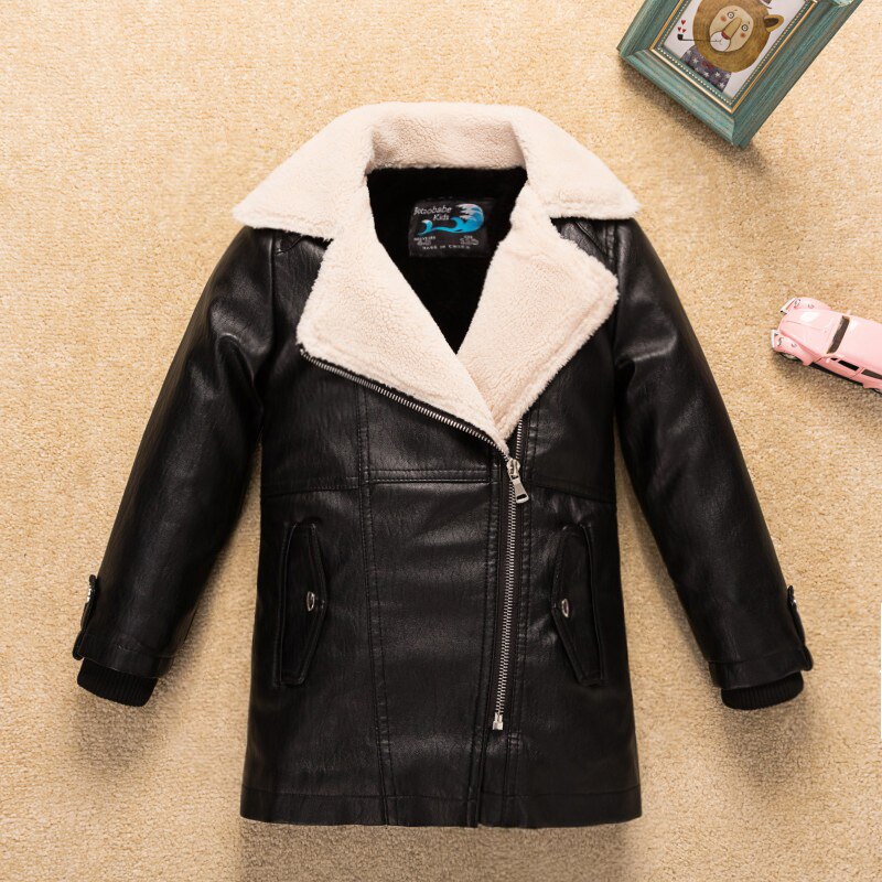 Fleece Dikke Thermische Jongens Faux Leather Jacket Winter Kids Wind Water-Proof Kids Warme Jas Herfst Lente Kinderen kleding