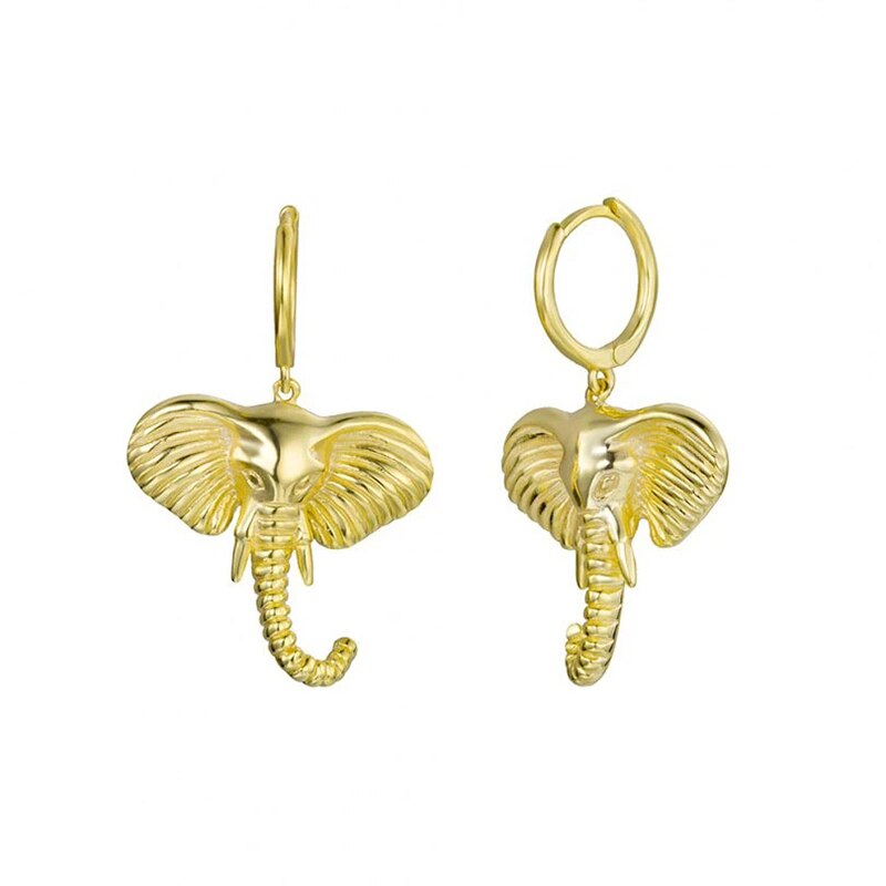 Roxi vintage guld sølv elefant hoop øreringe til kvinder piger 925 sterling sølv smykker cool fest piercing ørering kolczyki: Guld