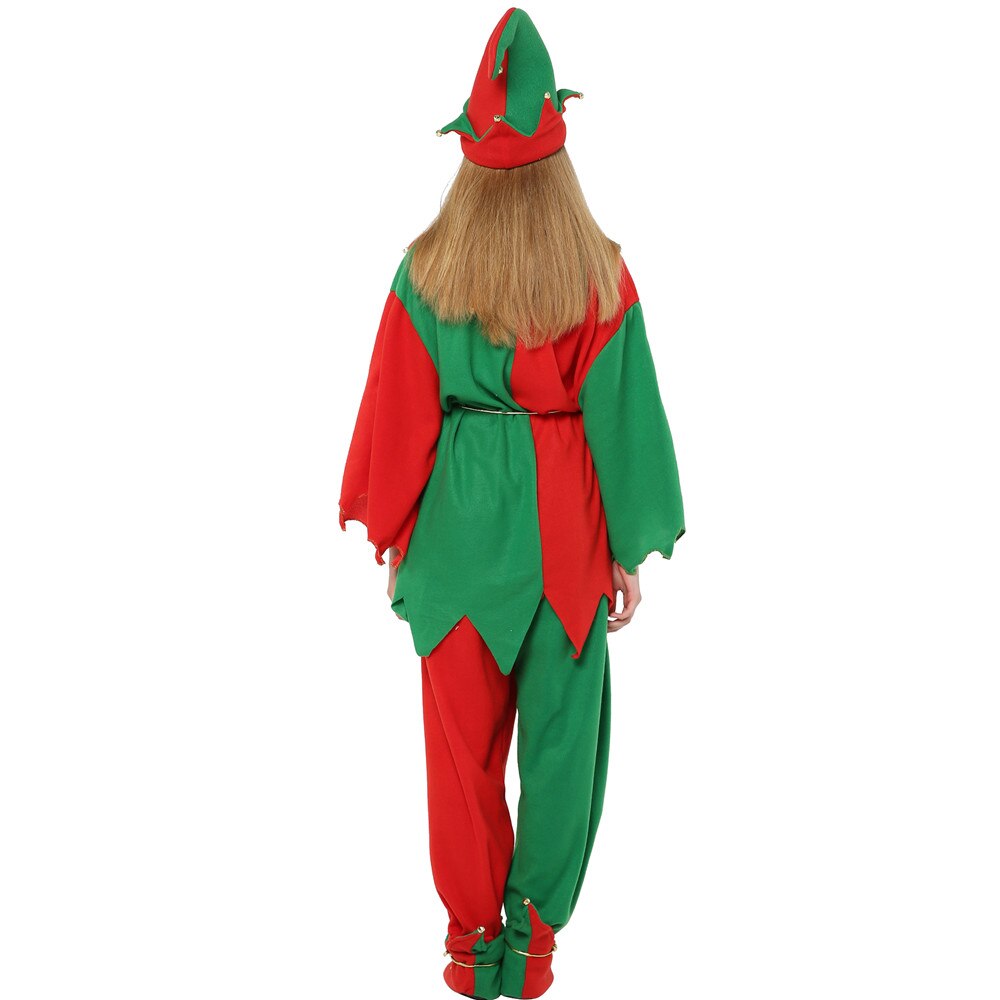 Eraspooky Unisex Plus Size Christmas Elf Cosplay Santa Claus Costume Santa Helper Suits For Adult Men Women Year Fancy Dress