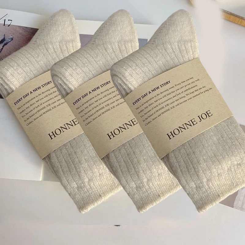 1/3 pares de Calcetines largos térmicos de lana y Cachemira para Mujer, ropa de casa para dormir, Calcetines gruesos y cálidos para Otoño e Invierno, Calcetines para Mujer: Verde militar