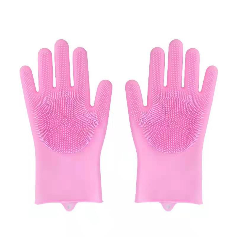 Afwassen Schoonmaak Handschoenen Siliconen Rubber Afwas Handschoenen Voor Huishoudelijke Scrubber Keuken Clean Tool Scrub 1 Paar: Roze