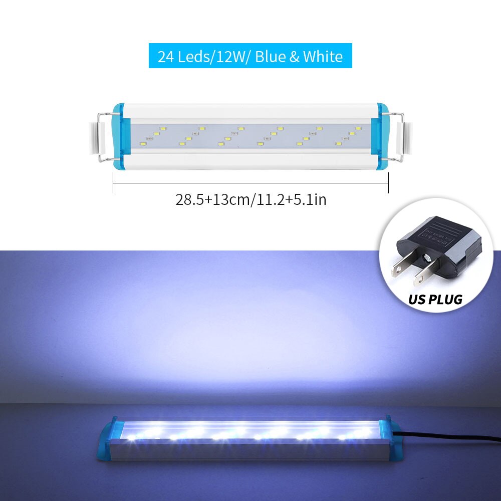 Super Slim LEDs Aquarium Lights Clip-on LED Plants Grow Light Aquatic Freshwater Lamps Waterproof Lamp For Fish Tanks 18-71CM: SZD-L30BW-US