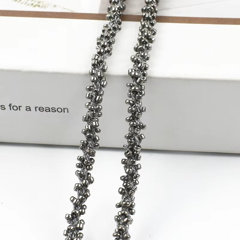 1/2/4/8M 5mm Kralen Kant Trim Lint Glas Kraal Koord Gordijn Trouwjurk decoratieve Ketting Portemonnee Veters Kleding Rand Versieringen: Antique Copper / L