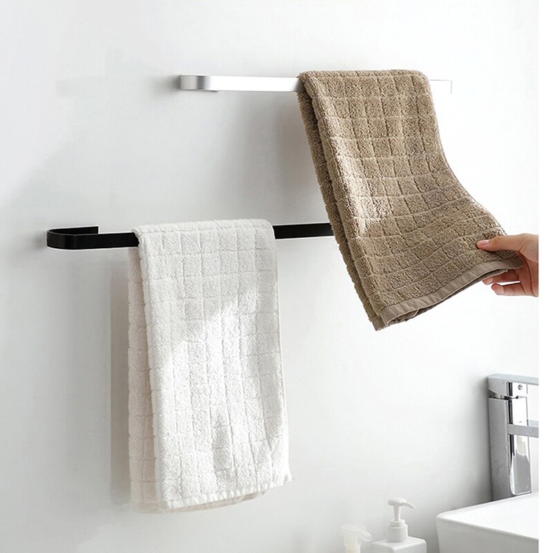 Toallero de baño de 25cm, negro y plateado colgador, barra de toalla colgante de acero inoxidable 304, organizador, estante de almacenamiento de cocina