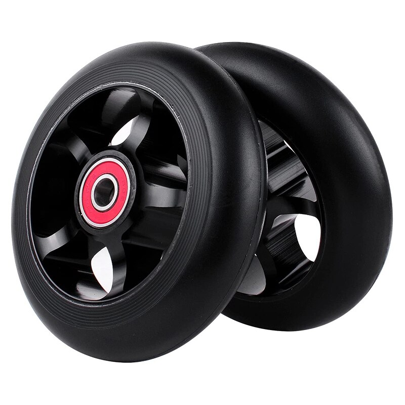 2 Stuks 100Mm Scooter Vervanging Wielen Met Lagers Aluminium Slijtvast Pu Scooter Onderdelen Scooter Accessoires: black