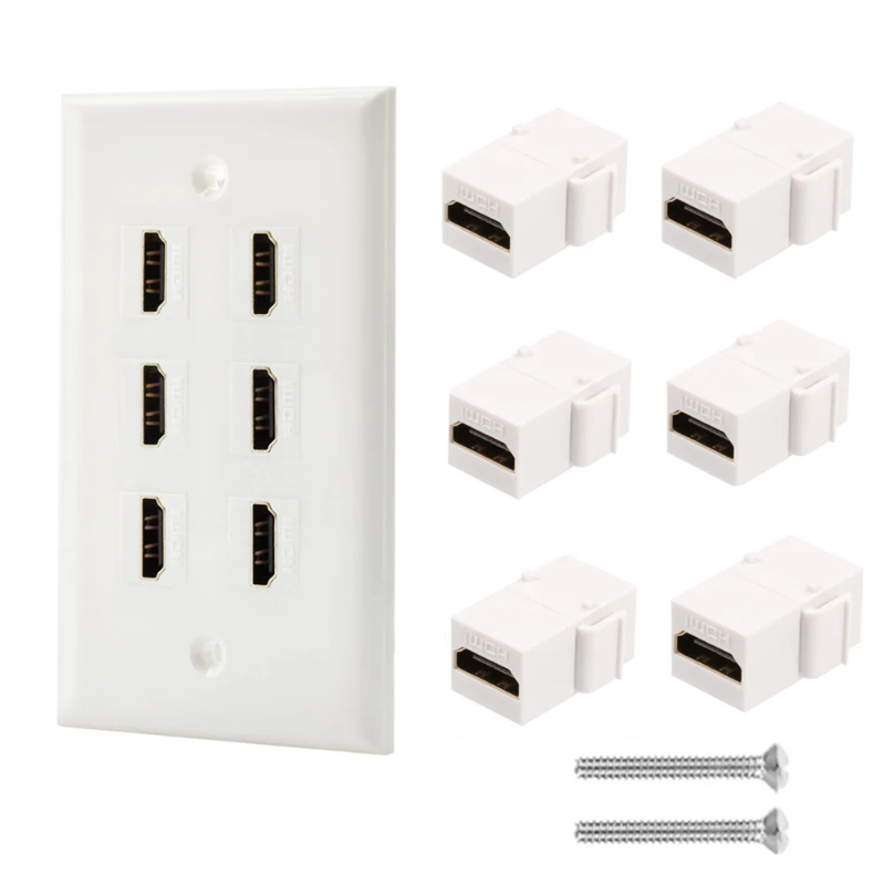 Female Connector Hdmi Wall Socket Plug Insert Jack Outlet Panel Mount Support 4k 3d Ethernet For All Standard Wall Socket Plate: Gold