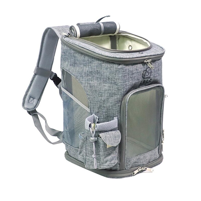 LDLC Foldable Zipper Pet Bag Carrier Backpack Dog Cat Outdoor Travel Carrier Packbag Portable Mesh Pet Out Bag Cat Backpack: Light Grey / M