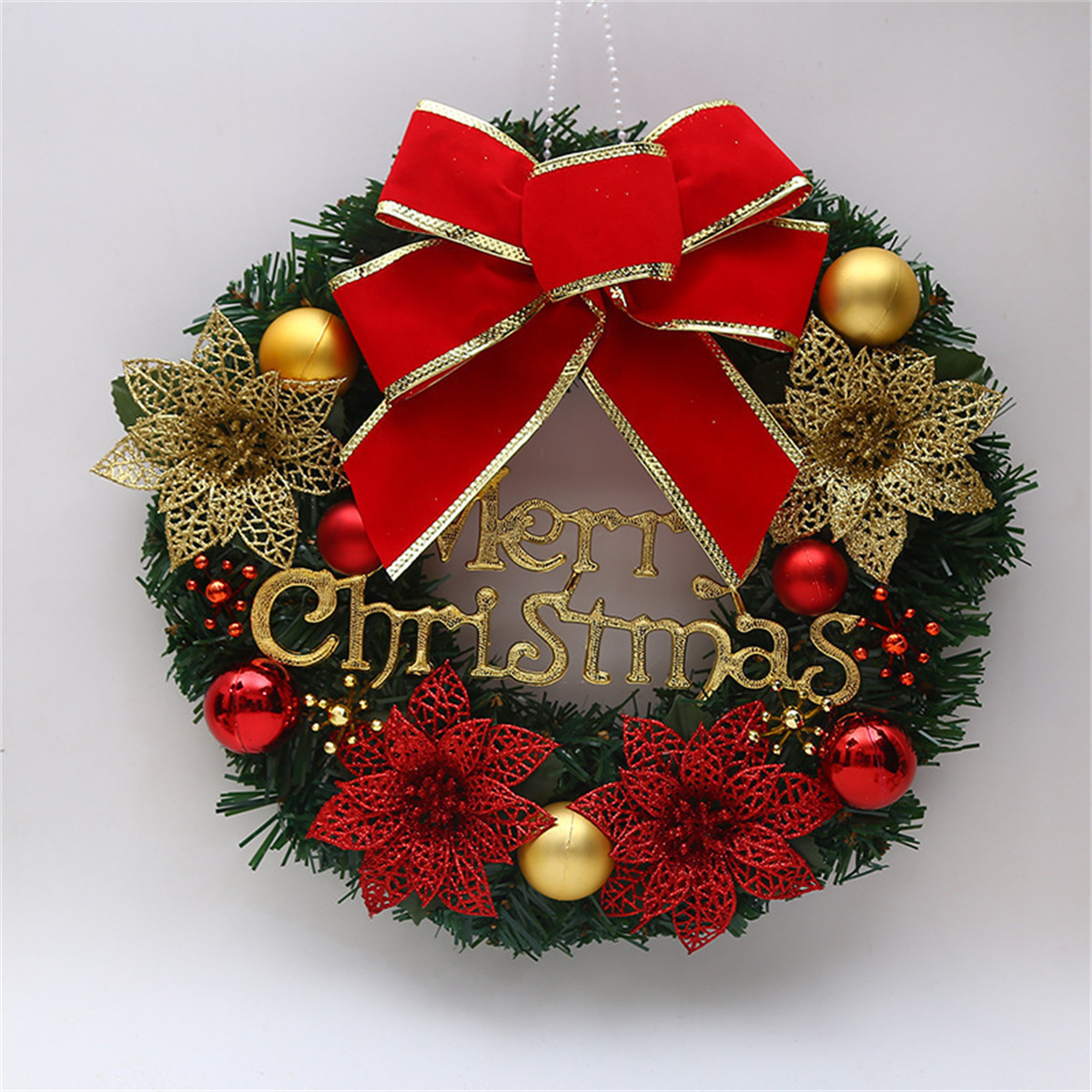 Nueva decoración navideña, corona de simulación de ratán, corona navideña, accesorios de decoración para colgar puertas y ventanas, adornos navideños
