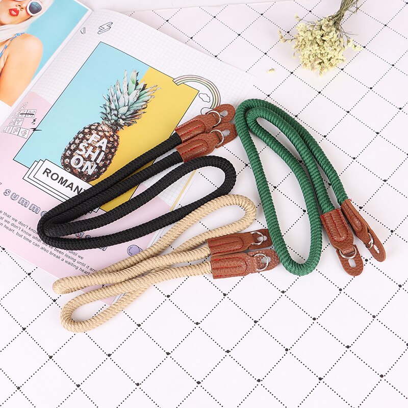 1Pc Katoenen Touw Camera Neck Strap Vintage Schouderriem Lederen Pols Lanyard Reizen Accessoires