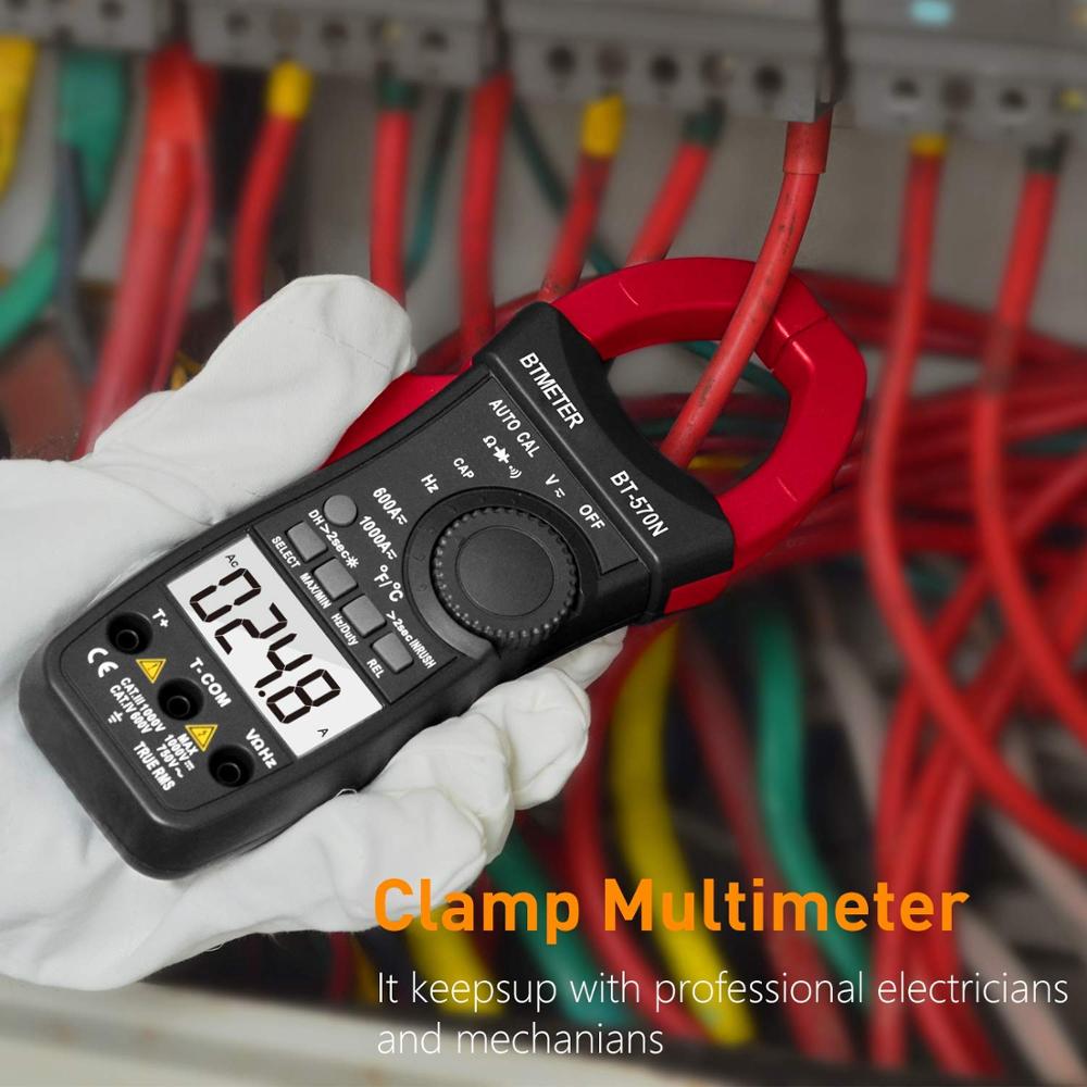 Btmeter 570N True Rms Digitale Klem Meter, auto Range 6000 Display Ac/Dc Stroom En Spanning Tester Meter, Inschakelstroom Test