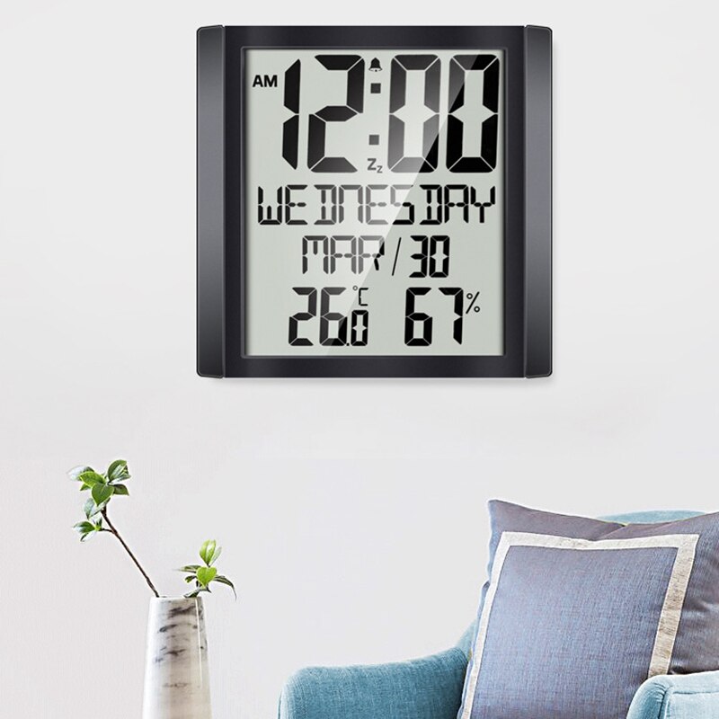 Large Sn Wall Clock Home Temperature and Humidity Meter Alarm Clock Living Room Digital Electronic Clock