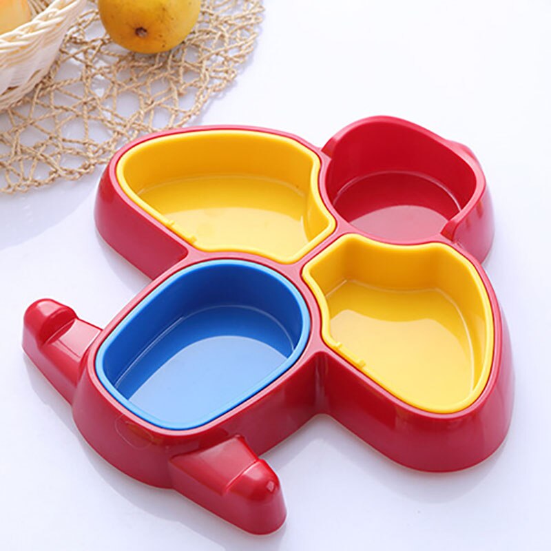 1Pcs Cartoon Baby Kids Dinner Plate Eco-friendly ABS Aircarft Shaped Children Feeding Plate Safety Baby Feeding Tableware