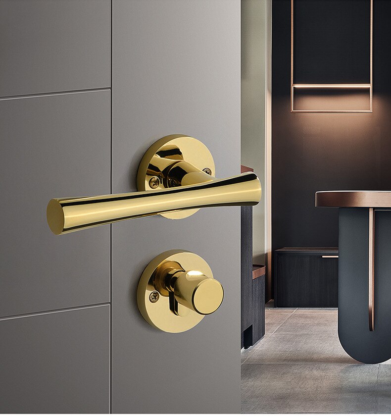 golden PVD cerradura silenciosa dividida dormitorio sólida aleación de zinc interior americano moderna cerradura silenciosa con 100% de latón