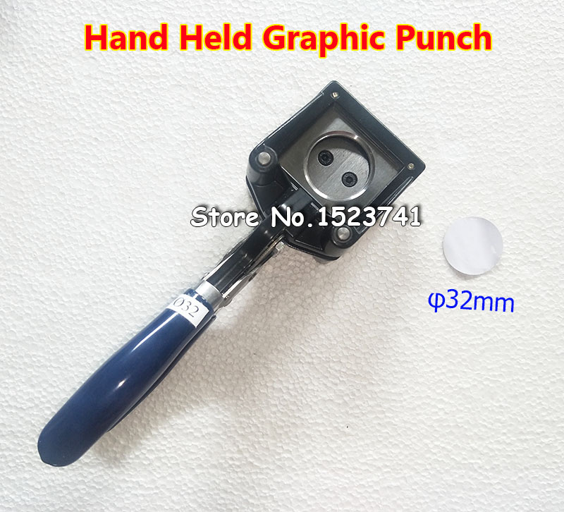 Hand Held Manual Round 20mm (Actual Cutting Size 32MM) Paper Graphic Punch Die Cutter for Pro Button Maker