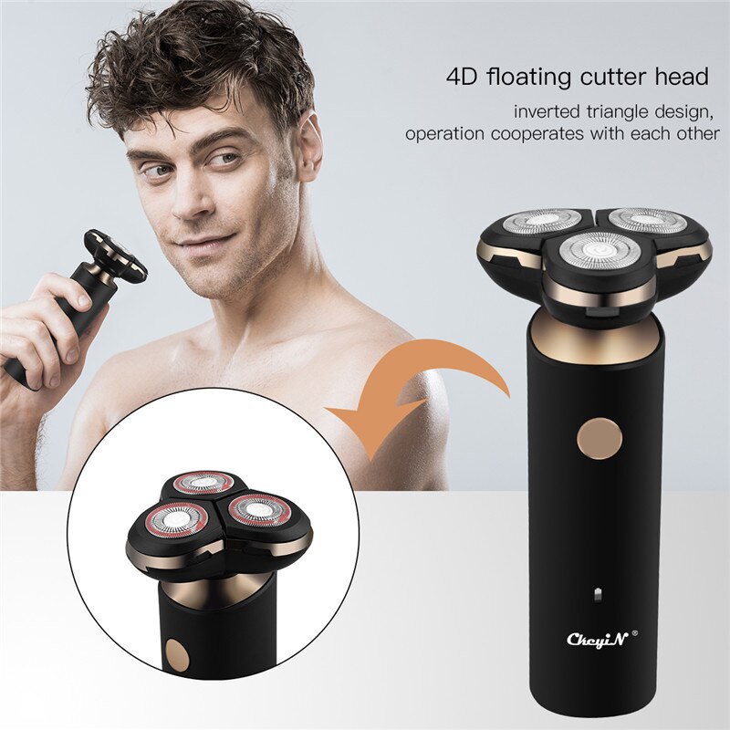 Rasoir électrique 4D pour hommes, 3 lames, lavable, tondeuse pour le nez, les cheveux, brosse de nettoyage du visage, Rechargeable par USB
