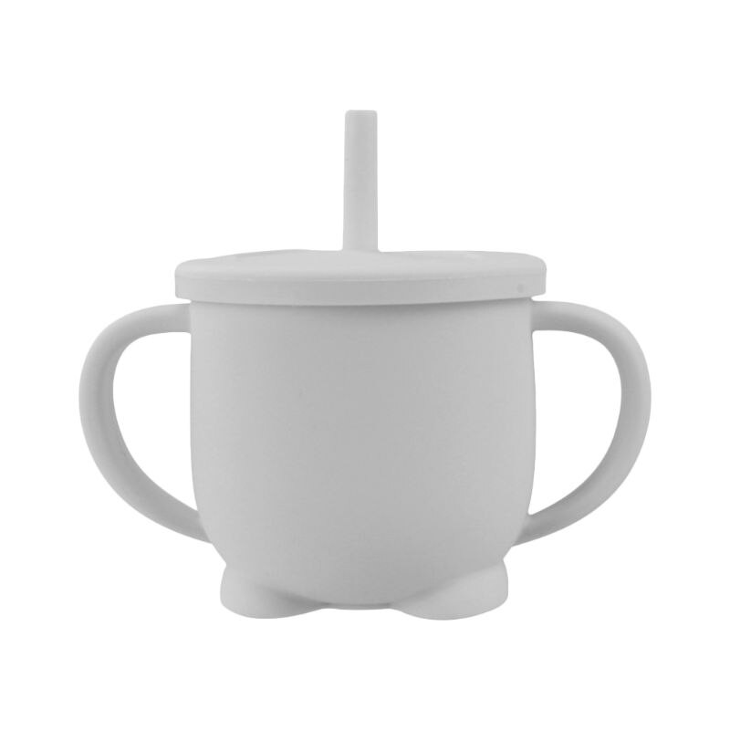 Baby sugerør flaske småbarn lære drikke silikon sippy cup drinkware baby mate kopp: Gy