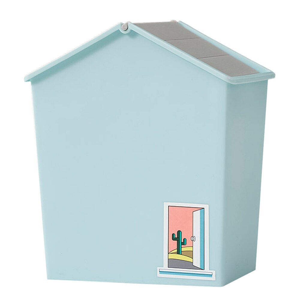 Nordisk hus form skraldespand hjemme bil spand med låg plast skraldekurv: Lyseblå