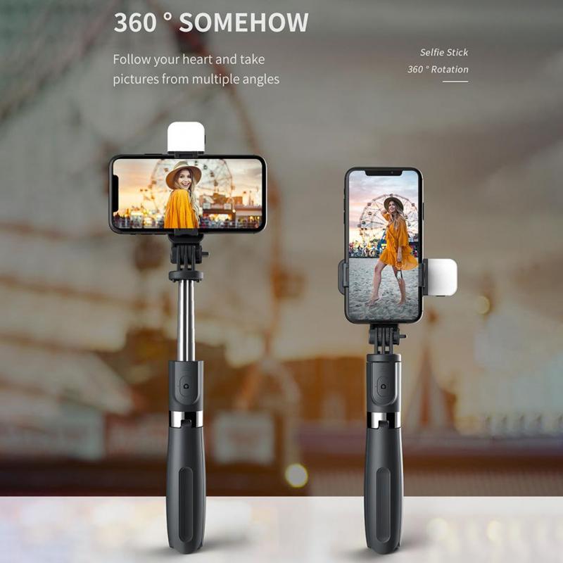 Selfie Stick Tripod L02s Wireless Bluetooth Selfstick Monopod with Fill Light Selfie Stick Tripod Handheld Gimbal