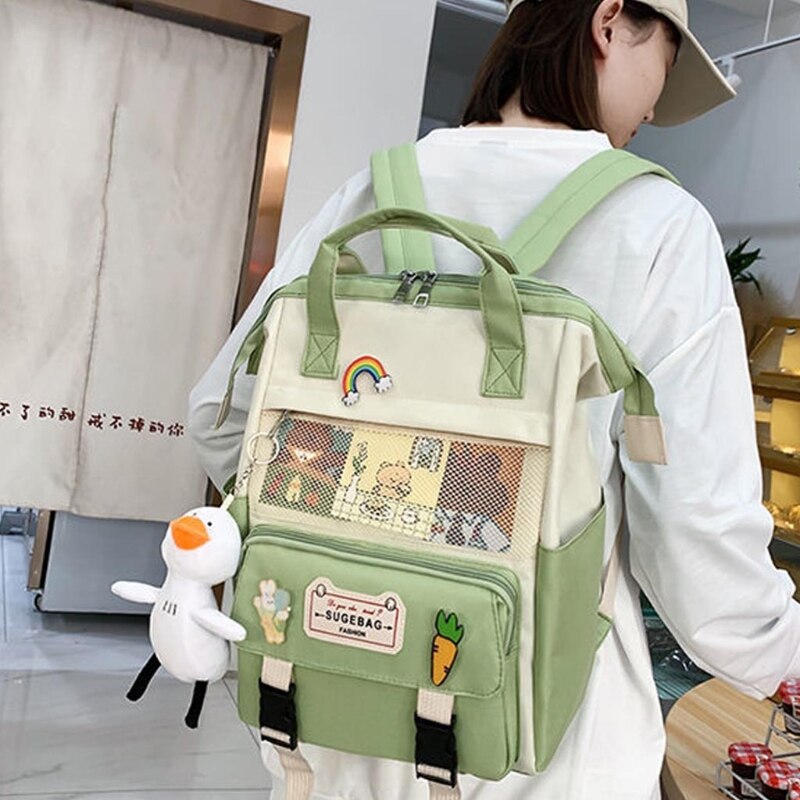 Preppy Purple Backpack Women Waterproof Candy Colors Backpacks Fancy High School Bags for Teenage Girl Cute Travel Rucksack