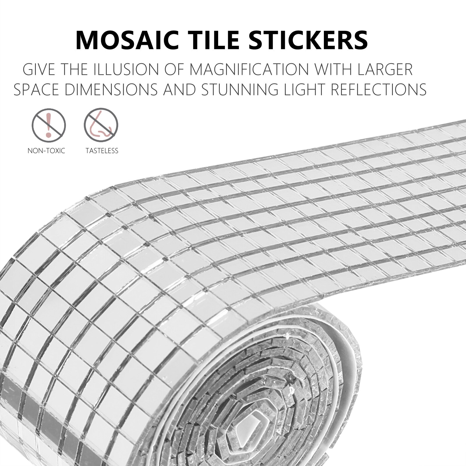 1 Roll Zelfklevende Glas Mini Vierkante Spiegel Mozaïek Sticker Mozaïek Muur Sticker