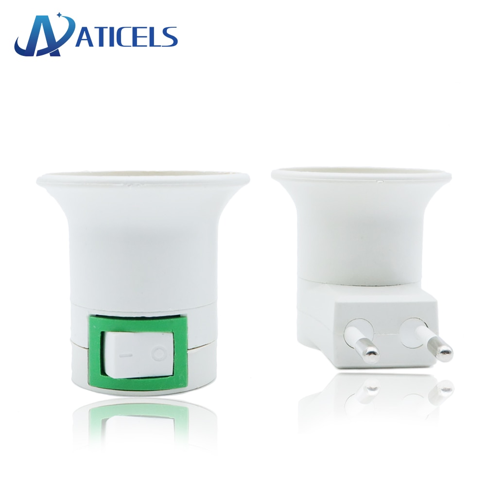 E27 Lamp Base E27 Bulb Light Wall Socket US/EU Plug With Power on/off Switch E27 female socket to EU plug adapter
