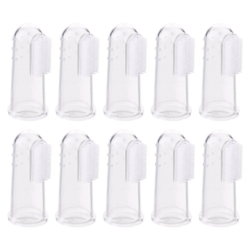 10PCS Silicon kinder Zahnbürste Finger Zahnbürste Baby Laub Zahnbürste für Infant Weiche Zähne Klar Baby Pinsel: Default Title