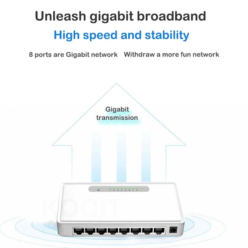 8 Port Gigabit Switch VLAN 1000M Desktops Ethernet Network Switching Hub Shunt 8 Gigabit Uplink Hub