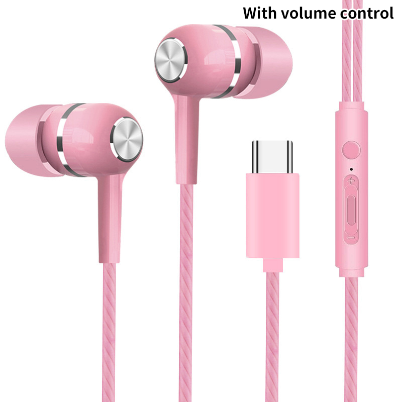 Mobile Phone Wired Headphones In-ear Simple With Mic TYPE-C Silicone Ear Tips Business Wired Headset Heavy Bass Music Earphone