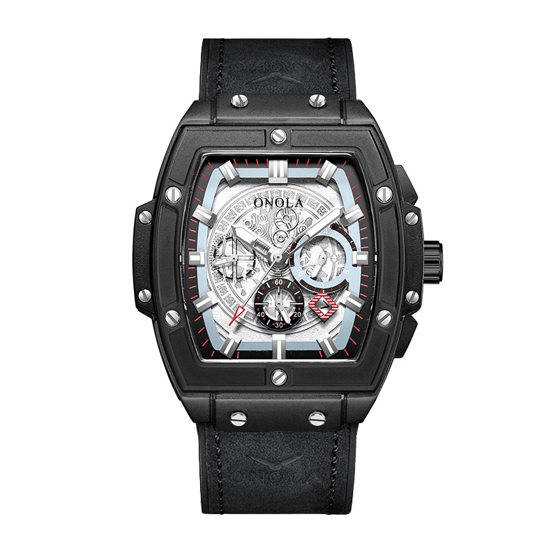 Relojes de lujo a la con clásico en forma de barril para hombre ONOLA, reloj de cuarzo de cuero informal resistente al agua multifuncional para hombre: Marfíl
