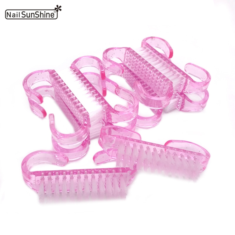 50 Stks/partij Roze Nail Dust Brush Nail Art Cleaning Soft Verwijder Dust Make-Up Kwasten Nail Care Accessoires Plastic Manicure Pedicure