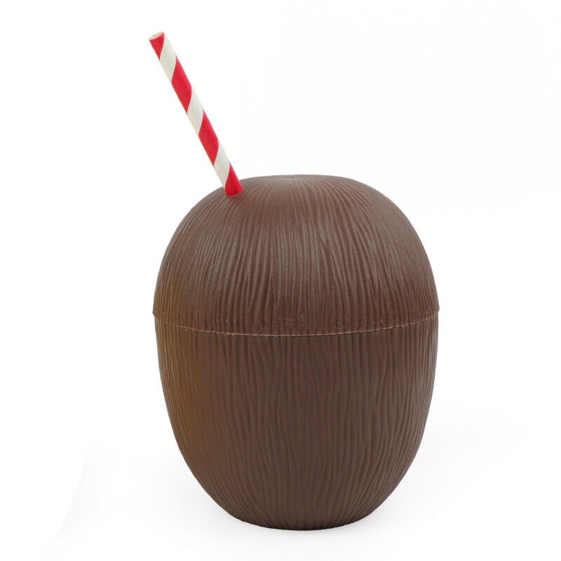 1PC Plastic Pineapple Coconut Drink Cups Summer Tropical Hawaii Party Reusable Cups Wedding Birthday Decorations: Coconut