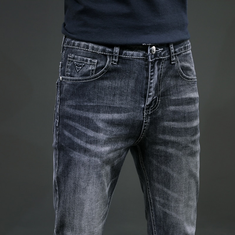 Kstun herrejeans almindeligt snit business casual straight fit mørkegrå stretchjeans til mænd gode herrebukser homme 40