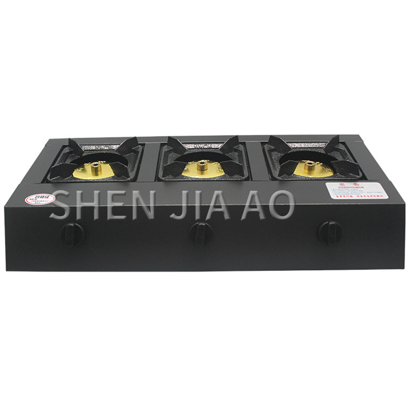 4kw kitchen three-hole gas cooktops natural/liquefied gas stainless steel panel Energy-saving three stove gas stove furnace