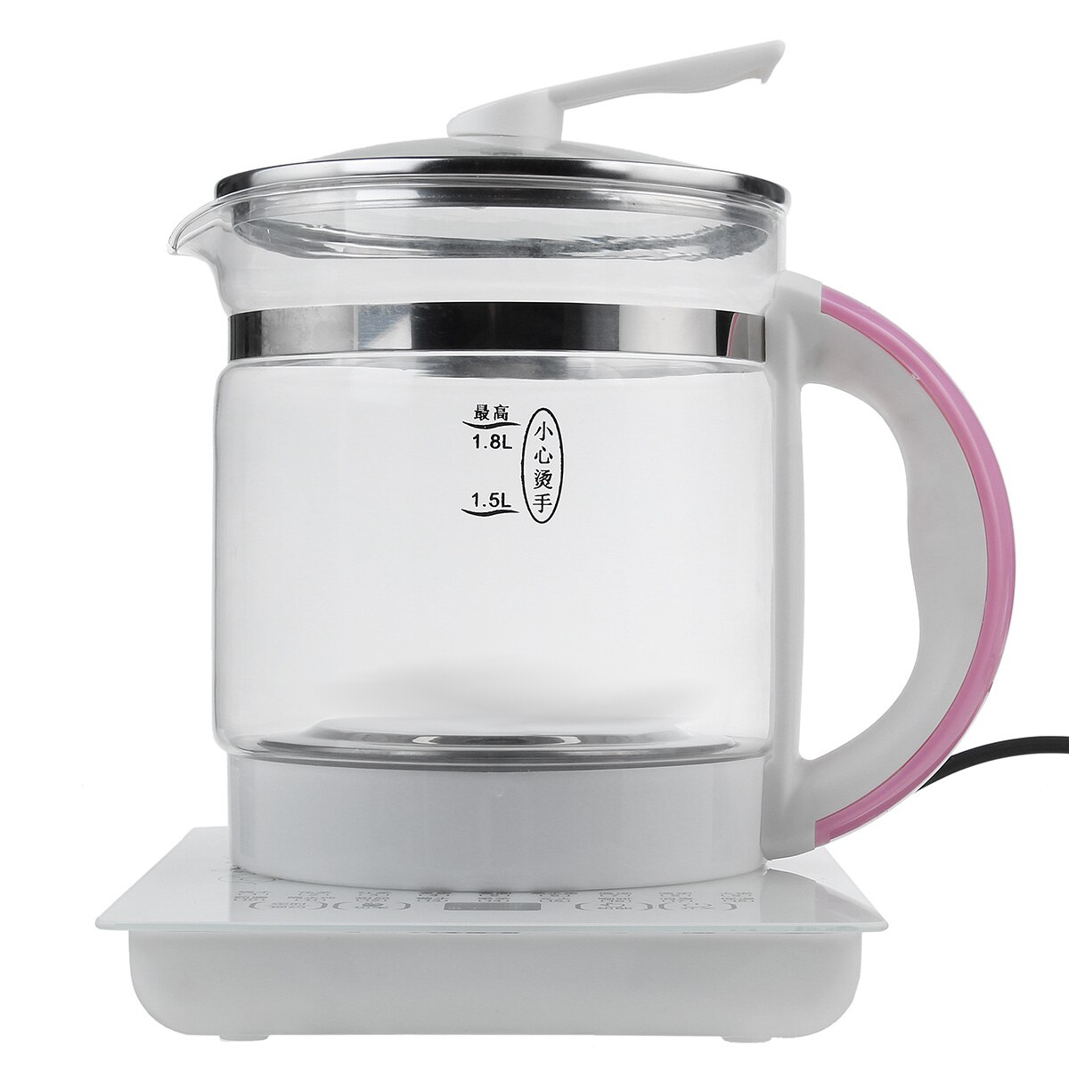 220V Multifunction Electric Kettle 1.8L Mini Glass Health Pot Flower Teapot Porridge Slow Cooker Heating Insulation Kettle: Pink