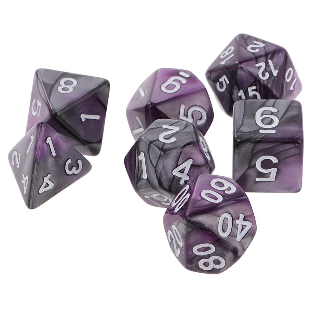 7Stck polyedrisch Würfel D20 D12 D10 D8 D6 D4 für Würfel Tisch Spiel: Violett Silber-