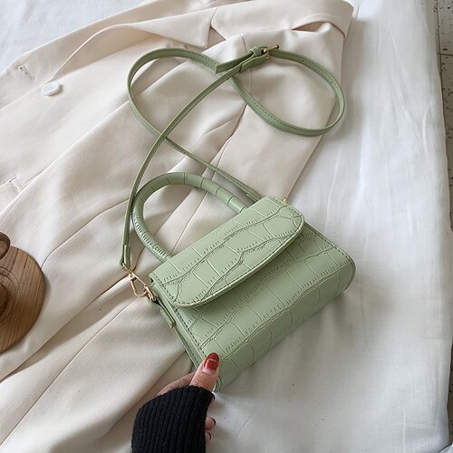 Krokodil Patent Mini Crossbody Tassen Voor Vrouwen Kleine Handtas Kleine Tas Pu Lederen Handtas Dames: green