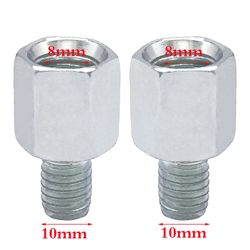1 Pair Universal Mirror Adapter M10 M8 Clockwise Motorcycle Motorbike Rearview Mirror Adapter Bolt Steel Metal for Motorcycle