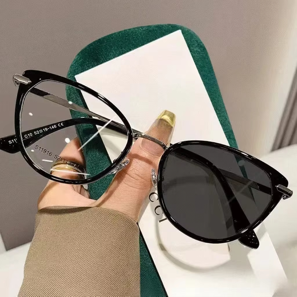 2025 Katze Auge Photochrome Myopiebrille für Frauen draussen Farbwechsel UV-Schutz Sonnenbrille Nahsichtbrille