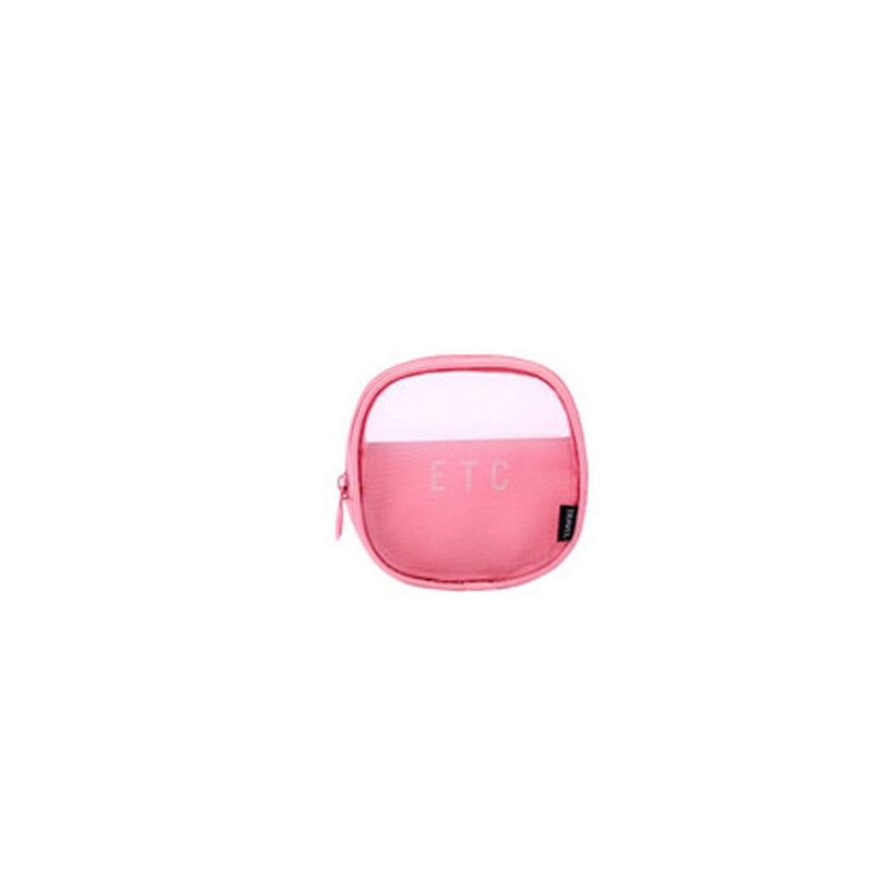 Kosmetyczka podróżna kobiety Zipper makijaż przezroczysta torba na kosmetyki organizator pokrowiec kosmetyczka zestaw kosmetyczny torebka: S pink