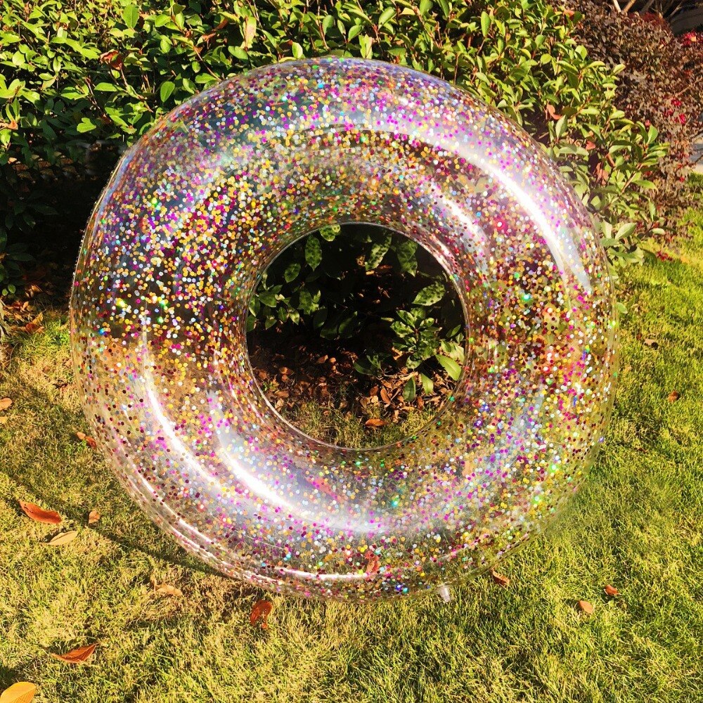 Flotador gigante para niños y adultos, anillo de natación de 60/70/80/90cm/120cm con purpurina colorida, tubo de piscina inflable, juguetes de diversión con agua