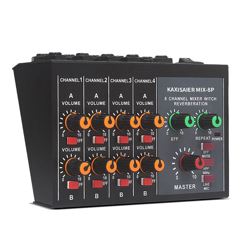 Karaoke Mixer Professional 8 Channel Studio Audio DJ Mixing Console Amplifier Digital Microphone Sound Mixer(EU Plug): Default Title